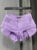 Jeans Sexy Low Waist Denim Shorts Women's New Tassel Raw Edge Purple Wide Leg Hot Pants 2022 Summer Fashion Korean Women's Clothing