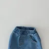 Jeans INS Infant Kid Garçon Fille Jeans 0-3 Ans Enfants Taille Élastique Solide Couleur Denim Crayon Pantalon Pantalon Casual Poche Bas Vêtements 230617