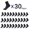 Спортивные носки 30pairs Mens Business Black Mid -Tube мягкий полиэстер Хлопольный дышащий летний осенний подарок 230617