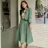 Two Piece Dress UNXX Vintage Ladies 2 Pieces Skirt Suits Short Jackets & High Waist A-line Midi Skirts 2023 Autumn Winter Elegant Women