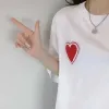 レディースデザイナーTシャツTEESトップファッションレッドクラシックレターハート刺繍高品質のティーカジュアルレディース服短袖S-2XL