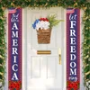 Dekorativa blommor Valentine Door Decorations American Independence Day Red White and Blue Hydrangea Basket Wall Hanging Garland Signs For