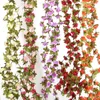 Decorative Flowers Artificial Flower Vines 45 Roses DIY Wedding Furniture Decoration Fake Home Room Wall Hang Wreath Plant
