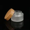 Pots cosmétiques en verre dépoli Bouteilles de crème pour les mains/le visage/le corps Taille de voyage 20g 30g 50g 100g avec capuchon en bambou naturel PP Couvercle intérieur Ktkmu