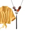 Naszyjniki wiszące geometryczne prostokąt drewniany drewniany naszyjnik łańcuchowy sweter do bąk dla kobiety biżuteria imprezowa dziewczyna
