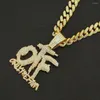 Naszyjniki wisiorek Hip Hop kryształ z mrożonym naszyjnikiem łańcucha kubańskiego w Miami dla mężczyzn mody mody mody litery cyrkonu biżuteria biżuteria