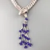 Designer Collection Style Dinner Party Choker Neckhole Collana Orecchini Impostazioni Full Diamond Blue Beads Ciondolo nappa Serpente Serpente Set di gioielli simili a serpenti