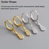 Hoop Earrings 2 Pieces Guitar Shape Stylish Zircon Buckle Earring Jewelry Women Men Statement Ear Clip For Daily Party