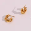 Orecchini a cerchio impermeabili ipoallergenici color oro 18 carati attorcigliati grossi tondi per donna Pendientes De Acero Inoxidable Para Mujer