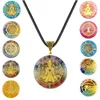 Hänghalsband sju chakra halsband reiki terapi natursten charm cirkulär kvinnor yoga smycken kristall gåva