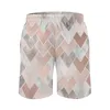 Shorts pour hommes Or Rose Marbre Géométrique Hommes Plage Impression 3D Lâche Planche de Surf Beachwear Abstrait