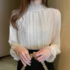 Tシャツ新しい長袖レースブラウス女性シャツオフィスレディレディースレディース衣類トップとブラウスBlusas Mujer de Moda 2023 18326