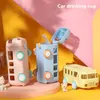 Bouteilles d'eau pour enfants voiture paille tasse été mignon bus biberon enfants jusqu'à dessin animé