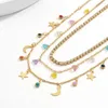 Choker Multi Layer Bohemia Cute Star Moon Charms Necklace For Women Crystals Strand Collar Statement Jewelry