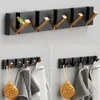 Hooks Rails TAICUTE Folding Towel Hanger 2ways Installation Wall Coat Clothes Holder for Bathroom Kitchen Bedroom Hallway Black Gold 230617