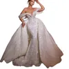 Moda Suknie ślubne syreny 3D Kwiki kwiatowe Off ramię krótkie suknie ślubne z krótkim rękawem