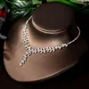 Серьги ожерелья набор Hibride Elegant Leaf Drop Африканские нигерийские серьги CZ Наборы невест свадебные украшения для женского платья N-1469