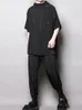 Camicie casual da uomo Camicia a maniche corte con controllo degli accessi diagonale sciolto da uomo Collo alto a metà design asimmetrico alla moda giapponese
