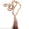 Pendanthalsband MOODPC Fashion Bohemian Tribal Jewelry Stone Long Knoted Tassel For Women Pärlor Halsband