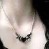 Pendentif Colliers Gothique Diable Ailé Collier Punk Rétro Coeur Clavicule Chaîne Hip Hop Huile Dégoulinant Ras Du Cou Collier Bijoux Cadeau