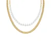 Kedjor Trendiga Böhmen Guldfärgkedja med perfekt rund Pearl Starnd Layed Halsband för kvinnor flicka avslappnad eleganta underbara smycken