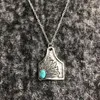 Naszyjniki wiszące 20 cali enchased Turquoise Stones Cactus Cow Tag Choker Choker Western Jewelry Cowgirl Dift Difts