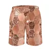 Short Homme Or Rose Hexaglam Blonde Plage Homme Impression 3D Lâche Planche de Surf Beachwear Géométrique Géo Hexagone