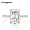 Solitaire Ring Pansysen 925 Sterling Silver Emerald Cut Rised Diamond Wedding Rings for Women Luxury Proposal Engagement Ring 230617