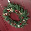 Decorative Flowers Christmas Pine Needle Pinecone Wreath Hangable Ornament Pendant Supplies For Festival Year Party Door B03E