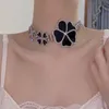 Hänghalsband gsold lyxig svart emaljblommor choker halsband för kvinnor gåva stor blommig klumpkedja krage hals 230617