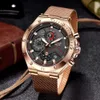 Lige Roségold Herrenuhren Top-Marke Luxus Sportuhr Herren Edelstahl Wasserdicht Quarz für Mode Chronograph 230605