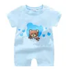 Designer bébé barboteuses à manches courtes vêtements d'escalade coton nouveau-né fille garçon combinaison pyjama mignon dessin animé tout-petits enfants vêtements