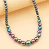 Chains HGKLBB Black Men's Necklace Colors Mix Round Beads Pendant Fashion Natural Hematite Stone Jewelry Accessories For Daily Wear