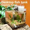 Serbatoi Desktop Anfibio Mini Acquario Beta Acquario con filtro per l'acqua Pompa ad aria silenziosa Decorazione per acquario Pebble Mini Aquarium 2022
