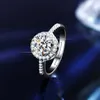 2023 Earrings&necklace Wedding Rings Band S925 Sterling Silver Moissanite Round Bag Set Ring Earrings Necklace Female