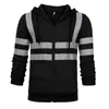 Hommes Hoodies Zipper Sweat À Capuche Printemps Automne Hommes 2023 Bande Réfléchissante À Capuche À Manches Longues Vêtements De Sécurité Avec Poches Vêtements De Travail