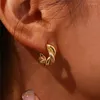 Orecchini a cerchio impermeabili ipoallergenici color oro 18 carati attorcigliati grossi tondi per donna Pendientes De Acero Inoxidable Para Mujer