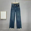 Jeans soltos Jeans para mulheres 2022 Novo Autumn Stressy Wide pernas calças de perna larga High Street Rivet Vintage Pants Office Lady Jean Trouser