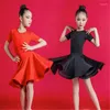 Bühnenkleidung Kinder Kind Mädchen Latin Dance Kleid Fransen Kleidung Salsa Kostüm Schwarz Braun Ballsaal Tango Kleider zum Verkauf