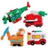 Jouets de transformation Robots 9pcs / set ABS Min Gogo Dino Déformation Robot à Dinosaure Jouet Figurines Transformation Voiture Avion Bateau À Moteur Grue jouets 230617