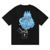 Designer Fashion Abbigliamento Tees Tsihrts Camicie Marca Trapstar Lighter Blue Flame Stampato Cotone Allentato Casual Maglietta a maniche corte per Uomo Donna Rock Hip Hop Cotone