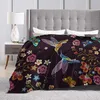 Blanket Bird Fleece Throw Blanket Soft Cozy Blooming Flowers Decorative Blanket All R230804