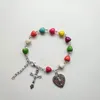 Braccialetti con ciondoli Braccialetto di benedizione religiosa Colore Amore Cattolico Cristo Rosario Croce Femminile Metallo semplice per le donne