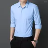 Men's Casual Shirts Red Mens Dress Brand Long Sleeve Bamboo Fiber Stretch Shirt Men Chemise Non Iron Easy Care Formal Business Wedding