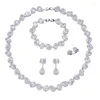 Halsbandörhängen Set Gmgyq Arrval Square With Water Drop Combination 4 Peices for Ladies Wedding Party Accessories