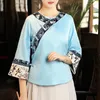 Ethnische Kleidung Cheongsam Frauen Plus Size Tops 2023 Frühling Baumwollmischung Stickerei Traditioneller chinesischer Stil Red Tang Kostüm Qipao Shirts