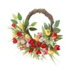 Coroa de Natal de carro de flores decorativas com luzes Decorações de porta ao ar livre Guirlanda de flores Decoração laranja queda artificial