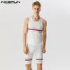 Men's Tracksuits Men Sets Patchwork Streetwear Fitness O-neck Sleeveless Tank Tops Shorts 2PCS Cozy Summer Men Casual Suits S-5XL INCERUN 230617