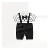 Pakken geboren Baby Baby Romper Zomer ShortSleeve Katoen Zacht Gentleman En Pilot Stijl OnePiece Jumpsuit Jongen Kleding 230617