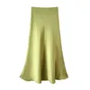 Summer Silk Women Skirt Thin High Waist Mid-length Satin Elegant Summer Pink Midi Skirt New Korean Style Mermaid Skirt